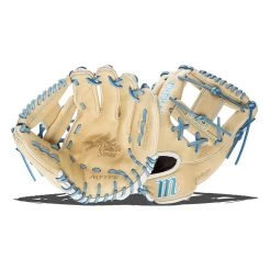 Hot Sale ⭐ Marucci Palmetto Series 11.75" Fastpitch Softball Glove: MFGPLM1175FP Blue, Tan 🎁