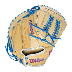 Cheap 👍 Wilson A2000 Aubree Munro SuperSkin AM1 Spin Control 34" Fastpitch Softball Catcher's Mitt: WBW10043634 Blue, Red, Tan 😍 -Glovegear Store 21e7 09 21 wilson a2000 aubree munro superskin am1 spin control 34 fastpitch softball catchers mitt wbw10043634 34696 7 l