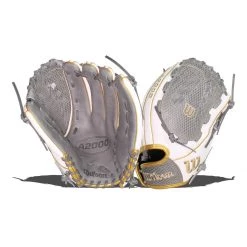 Deals 🥰 Wilson A2000 SuperSkin V125 12.5" Fastpitch Softball Glove: WBW100214125 Gold, Grey, White ❤️