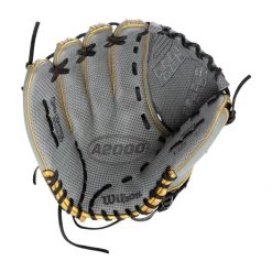 Outlet ⭐ Wilson A2000 SuperSkin V125 Spin Control 12.5" Fastpitch Softball Glove: WBW100441125 Black, Gold, Grey 🛒