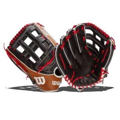 Hot Sale 🤩 Wilson A2K 12.75" SuperSkin Baseball Glove: WBW1000691275 Black, Red, Tan 🌟