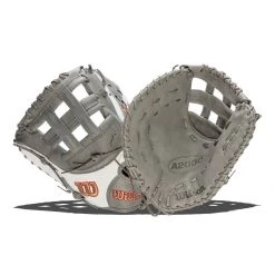 Best Pirce 🤩 Wilson A2000 SuperSkin FP1B 12.50" Fastpitch Softball First Base Mitt: WBW100219125 Grey, White 🧨
