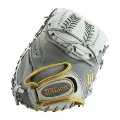 Budget ✨ Wilson A2000 SuperSkin 34" Fastpitch Softball Catcher's Mitt: WTA20RF19CM34SS Grey, White 🎉 -Glovegear Store b979 08 18 30522 6 m