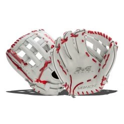 Top 10 ⭐ Miken Pro Series 13.5" Slow Pitch Softball Glove: PRO135-WS Red, White 💯